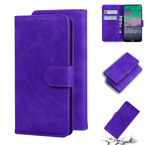 Nokia 3.4 Coque, Saturcase Toucher Confortable Pu Cuir Magnétique Flip Portefeuille Support Porte-Carte Protecteur Housse Étui Pour Nokia 3.4 (Violet)