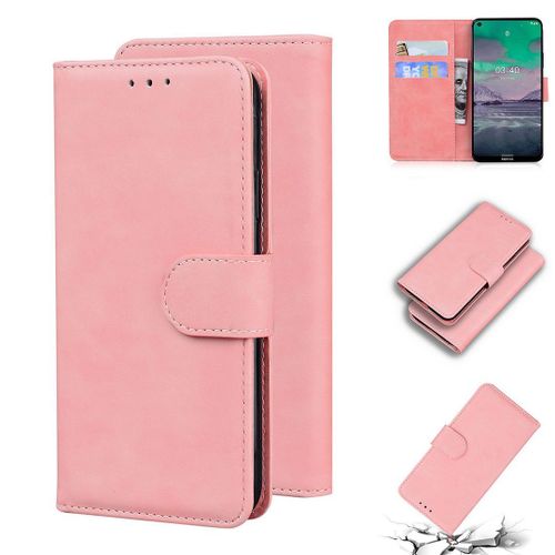 Nokia 3.4 Coque, Saturcase Toucher Confortable Pu Cuir Magnétique Flip Portefeuille Support Porte-Carte Protecteur Housse Étui Pour Nokia 3.4 (Rose)