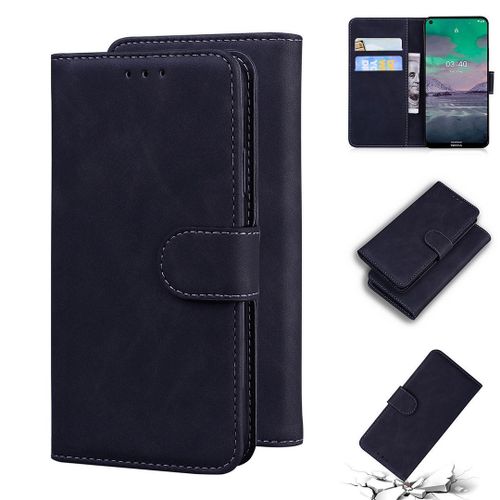 Nokia 3.4 Coque, Saturcase Toucher Confortable Pu Cuir Magnétique Flip Portefeuille Support Porte-Carte Protecteur Housse Étui Pour Nokia 3.4 (Noir)