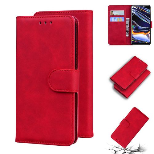 Realme 7 Pro Coque, Saturcase Toucher Confortable Pu Cuir Magnétique Flip Portefeuille Support Porte-Carte Protecteur Housse Étui Pour Realme 7 Pro (Rouge)