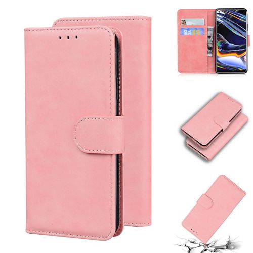 Realme 7 Pro Coque, Saturcase Toucher Confortable Pu Cuir Magnétique Flip Portefeuille Support Porte-Carte Protecteur Housse Étui Pour Realme 7 Pro (Rose)