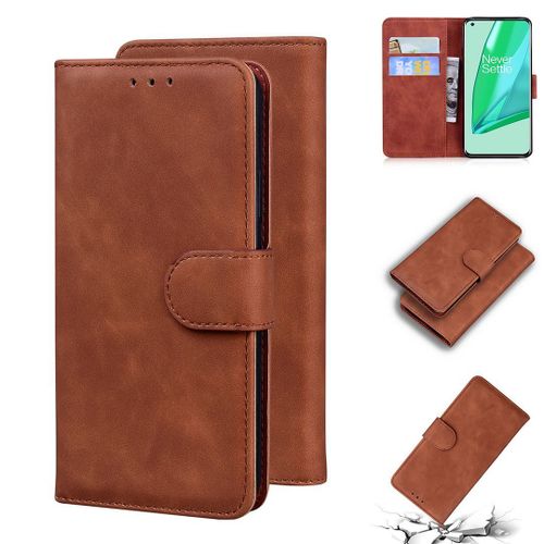 Oneplus 9 Pro Coque, Saturcase Toucher Confortable Pu Cuir Magnétique Flip Portefeuille Support Porte-Carte Protecteur Housse Étui Pour Oneplus 9 Pro (Marron)
