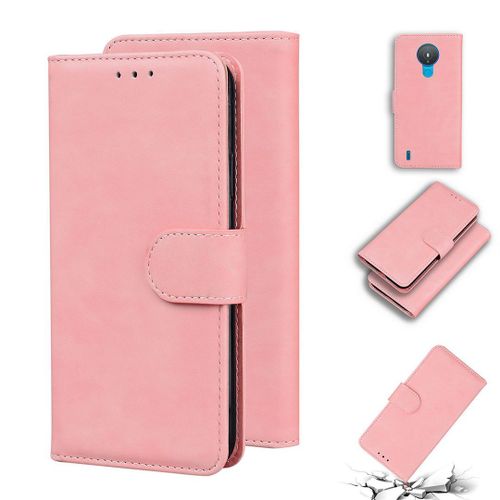 Saturcase Coque Pour Nokia 1.4, Toucher Confortable Pu Cuir Magnétique Flip Portefeuille Support Porte-Carte Protecteur Housse Étui Pour Nokia 1.4 (Rose)