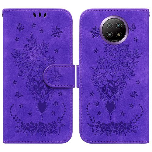 Saturcase Coque Pour Xiaomi Redmi Note 9t, Une Rose Pu Cuir Magnétique Flip Portefeuille Support Porte-Carte Dragonne Protecteur Housse Étui Pour Xiaomi Redmi Note 9t (Violet)
