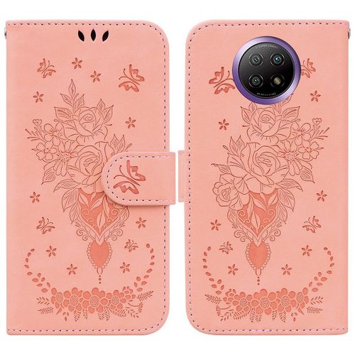 Saturcase Coque Pour Xiaomi Redmi Note 9t, Une Rose Pu Cuir Magnétique Flip Portefeuille Support Porte-Carte Dragonne Protecteur Housse Étui Pour Xiaomi Redmi Note 9t (Rose)