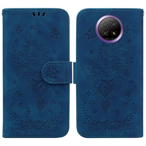 Saturcase Coque Pour Xiaomi Redmi Note 9t, Une Rose Pu Cuir Magnétique Flip Portefeuille Support Porte-Carte Dragonne Protecteur Housse Étui Pour Xiaomi Redmi Note 9t (Bleu)