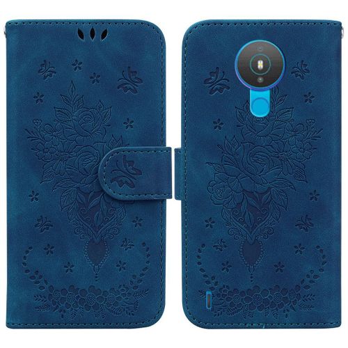 Saturcase Coque Pour Nokia 1.4, Une Rose Pu Cuir Magnétique Flip Portefeuille Support Porte-Carte Dragonne Protecteur Housse Étui Pour Nokia 1.4 (Bleu)