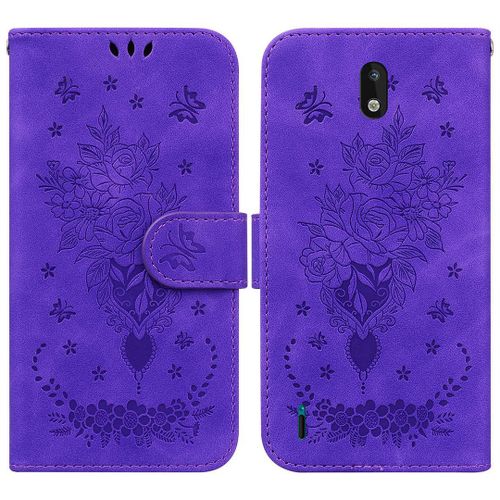 Saturcase Coque Pour Nokia 1.3, Une Rose Pu Cuir Magnétique Flip Portefeuille Support Porte-Carte Dragonne Protecteur Housse Étui Pour Nokia 1.3 (Violet)
