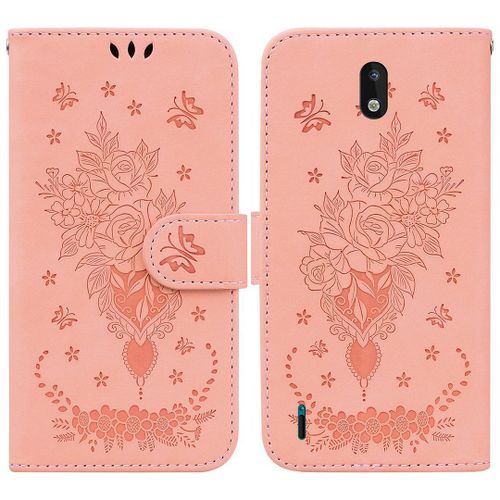 Saturcase Coque Pour Nokia 1.3, Une Rose Pu Cuir Magnétique Flip Portefeuille Support Porte-Carte Dragonne Protecteur Housse Étui Pour Nokia 1.3 (Rose)