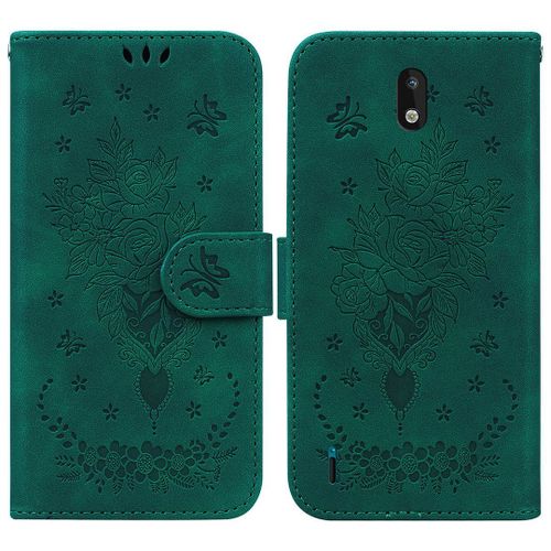 Saturcase Coque Pour Nokia 1.3, Une Rose Pu Cuir Magnétique Flip Portefeuille Support Porte-Carte Dragonne Protecteur Housse Étui Pour Nokia 1.3 (Vert)