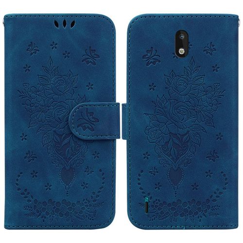 Saturcase Coque Pour Nokia 1.3, Une Rose Pu Cuir Magnétique Flip Portefeuille Support Porte-Carte Dragonne Protecteur Housse Étui Pour Nokia 1.3 (Bleu)