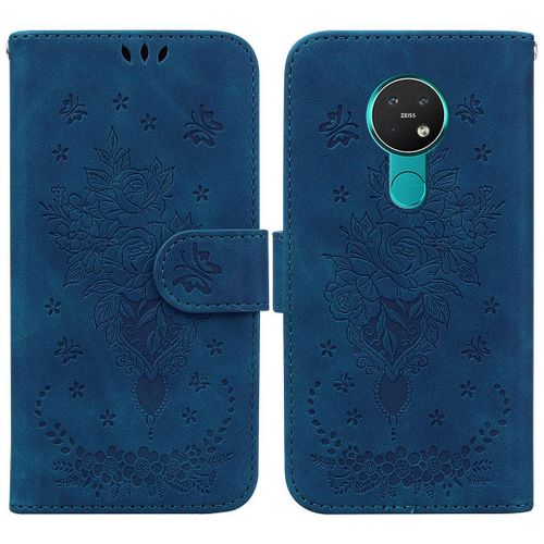 Saturcase Coque Pour Nokia 6.2 / 7.2, Une Rose Pu Cuir Magnétique Flip Portefeuille Support Porte-Carte Dragonne Protecteur Housse Étui Pour Nokia 6.2 / 7.2 (Bleu)