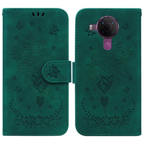 Saturcase Coque Pour Nokia 5.4, Une Rose Pu Cuir Magnétique Flip Portefeuille Support Porte-Carte Dragonne Protecteur Housse Étui Pour Nokia 5.4 (Vert)