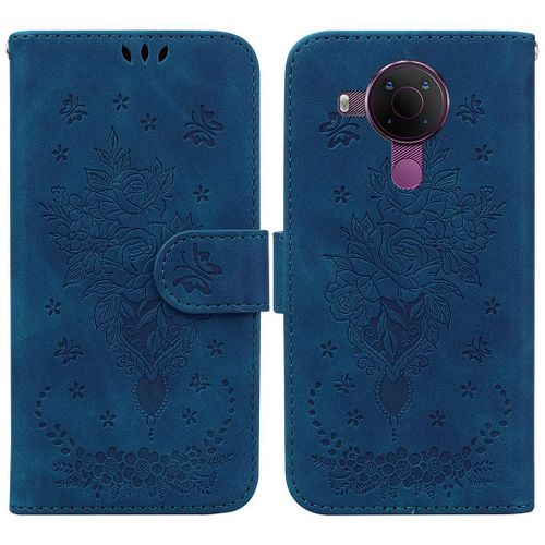 Saturcase Coque Pour Nokia 5.4, Une Rose Pu Cuir Magnétique Flip Portefeuille Support Porte-Carte Dragonne Protecteur Housse Étui Pour Nokia 5.4 (Bleu)