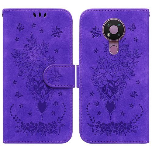 Saturcase Coque Pour Nokia 3.4, Une Rose Pu Cuir Magnétique Flip Portefeuille Support Porte-Carte Dragonne Protecteur Housse Étui Pour Nokia 3.4 (Violet)