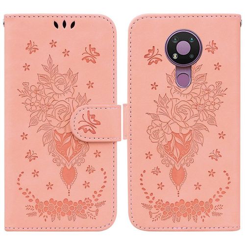 Saturcase Coque Pour Nokia 3.4, Une Rose Pu Cuir Magnétique Flip Portefeuille Support Porte-Carte Dragonne Protecteur Housse Étui Pour Nokia 3.4 (Rose)