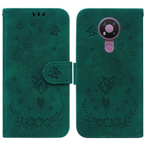 Saturcase Coque Pour Nokia 3.4, Une Rose Pu Cuir Magnétique Flip Portefeuille Support Porte-Carte Dragonne Protecteur Housse Étui Pour Nokia 3.4 (Vert)