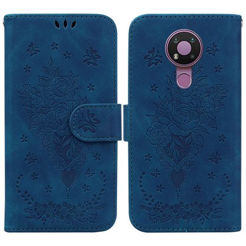 Saturcase Coque Pour Nokia 3.4, Une Rose Pu Cuir Magnétique Flip Portefeuille Support Porte-Carte Dragonne Protecteur Housse Étui Pour Nokia 3.4 (Bleu)