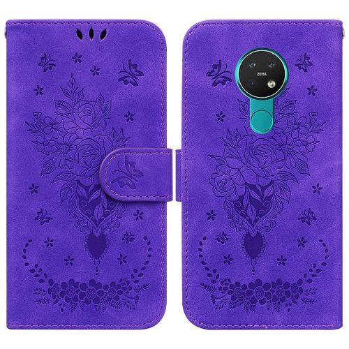 Saturcase Coque Pour Nokia 6.2 / 7.2, Une Rose Pu Cuir Magnétique Flip Portefeuille Support Porte-Carte Dragonne Protecteur Housse Étui Pour Nokia 6.2 / 7.2 (Violet)