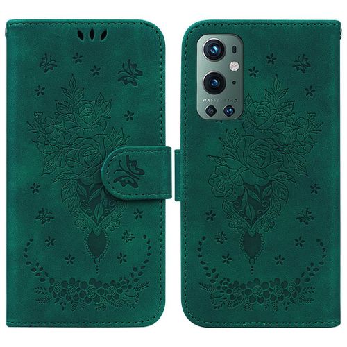 Saturcase Coque Pour Oneplus 9 Pro, Une Rose Pu Cuir Magnétique Flip Portefeuille Support Porte-Carte Dragonne Protecteur Housse Étui Pour Oneplus 9 Pro (Vert)