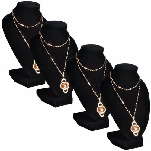 Présentoir Buste D'exposition Pour Colliers En Flanelle 4 Pcs