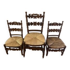 Lot De 3 Chaises Anciennes Bois