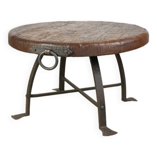 Table Ronde Brutaliste Fer Forg Et Bois Bois