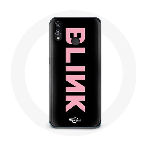 Coque Pour Huawei P20 Lite Blink Fandom Blackpink Logo Rose Fond Noir