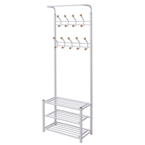 Vidaxl Porte-Manteau Avec Rangement De Chaussures 68x32x182,5cm Blanc