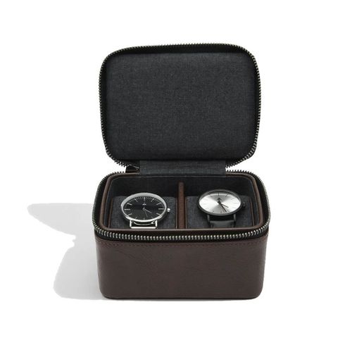Stackers Uk. Boite 2 Montres. Voyage Business, Simili Cuir. Noir, Uni.