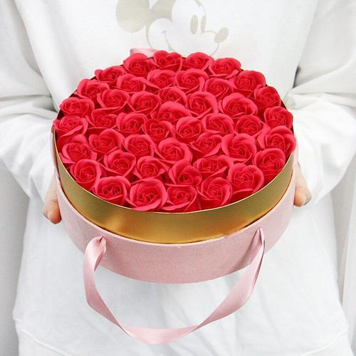 Cadeau Créatif Pour La Saint Valentin,Fleur De Savon + Boîte Cadeau  Portable,Seau À Calins,Boîte De Rangement De Bonbons De Mariage,Cadeaux  Pour Petite Amie/Maman/Épouse