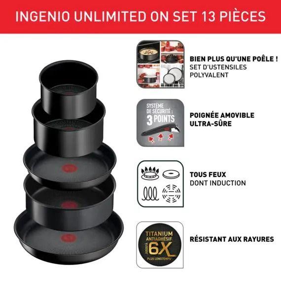 Ingenio expertise noir set 3 casseroles 16/18/20cm (1,5/2,1/3l) + 1 poignée  amovible induction, La sélection de produits à -40%*