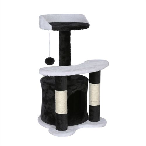 Arbre À Chat Hauteur 65 Cm Avec Corde En Sisal Griffoir Jeux Noir/ Blanc Helloshop26 16_0000012