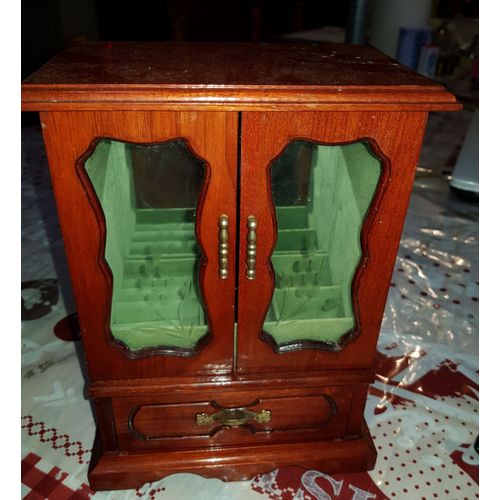 Boite A Bijoux Vitrine Bois Massif Verni