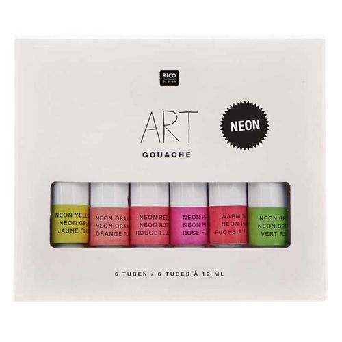 Set Peinture Gouache - Couleurs Fluo - 6 X 12 Ml