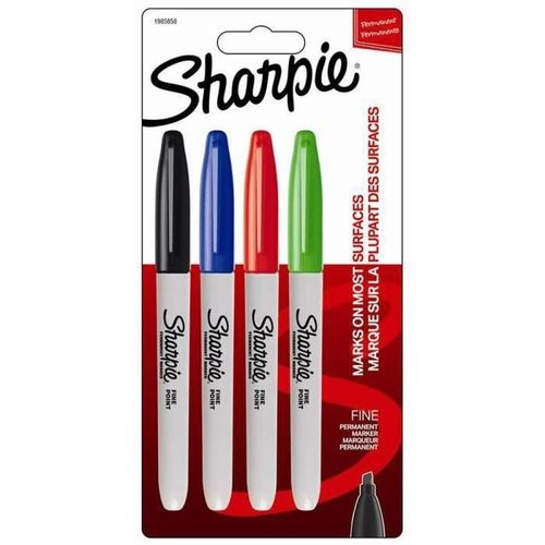 Sharpie Lot De 4 Marqueurs Permanents - Pointe Fine - Couleurs Standard Assorties