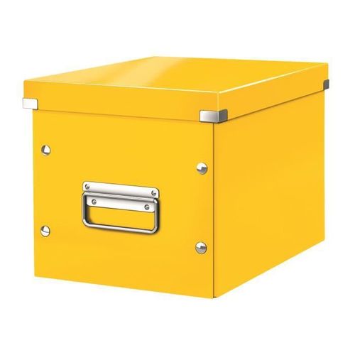 Boîte De Rangement Carton Leitz Click & Store Wow Cube Format L Jaune