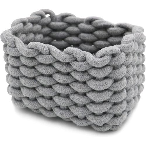 Panier De Rangement En Corde De Coton,Boîte De Rangement Décoratifs Pour Chambre De Bébé, Chambre À Coucher, Salon(Gris)