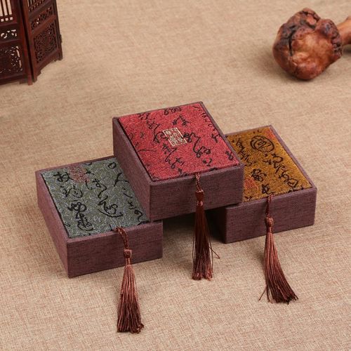 Mini Étain De Style Chinois Bague Collier Boucles D'oreilles Boîte Cadeau Bijoux Boîte De Rangement Carré Tambour Fer-Blanc Boîte Tiroir Organisateur