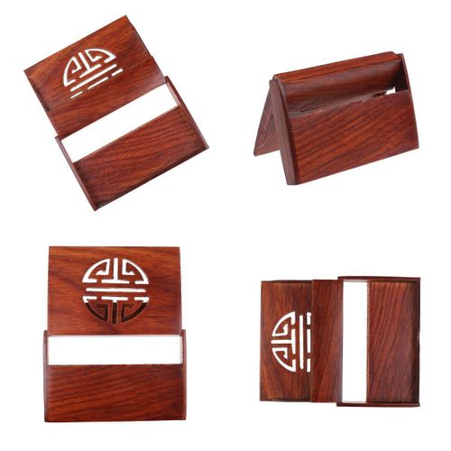 Top Qualité 1pc Rouge En Bois Nom Carte De Visite Porte-Carte À La Main Boîte De Rangement Id De Crédit