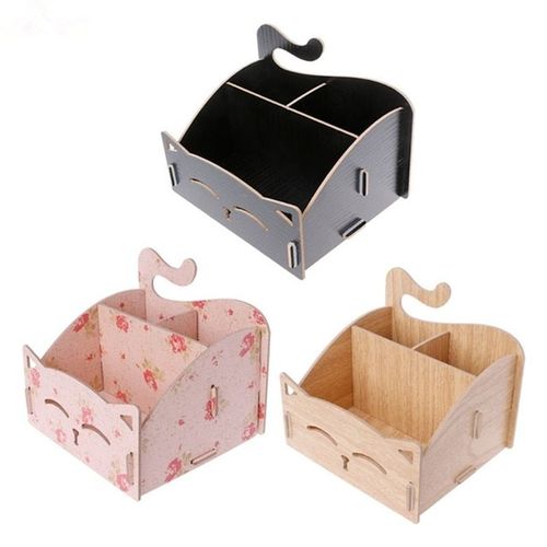 Mignon Chat Porte-Stylo Multifonctionnel Stockage En Bois Cosmetique Boîte De Rangement Porte-Plume Cadeau Bureau Organisateur Ecole Supplie