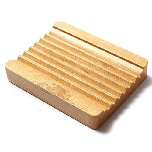 Trapèze En Bois Naturel Savon Porte-Plateau Plat Boîte De Rangement Douche 10x7.5cm