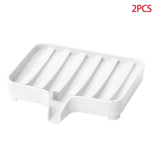 Boîte De Rangement De Mousse De Bain 2 Pièces, Support De Plateau De Vidange D&#39Éponge Pp, Support De Cuisine De Toilette De Blé, Blanc