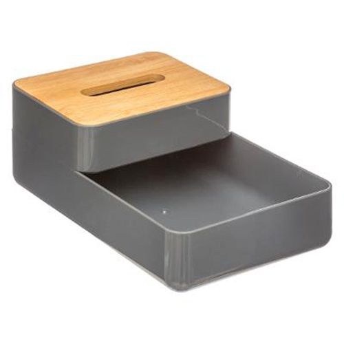 Boîte 2 Plateaux & 1 Couvercle Bambou "Natureo" 26cm Gris