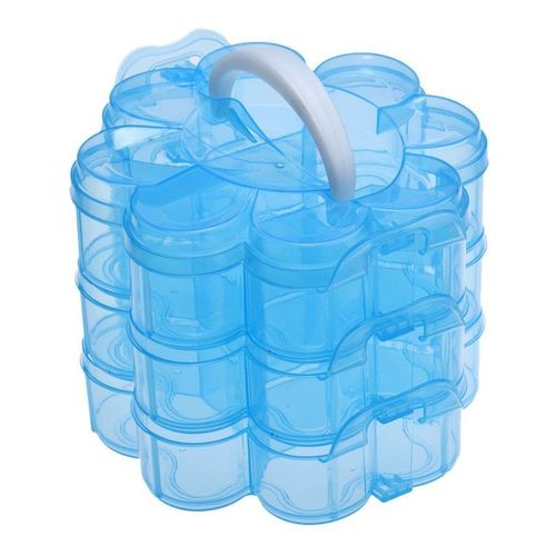 Vente Chaude Trois Couche Detachable Treillis Boîte De Rangement En Plastique Stockage Bleu Maquillage Cosmetique Boîte De Rangement Sac Date Conteneur