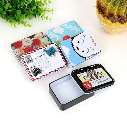 Mini Mignon Dessin Animé Étain Maison Boîte De Rangement Organisateur Maison Fournitures Pour Bijoux Enfants Jouet Carte Argent Trombone Boîte En Métal Étui