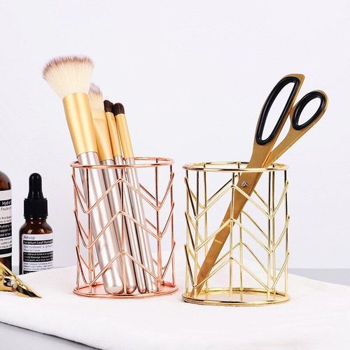 Boîte De Rangement Cylindrique En Fer Forgé Pour Cosmétiques Pot Cylindrique Pour Rangement Pinceaux Cosmétiques Rouge À Lèvres Crayon Brosse Organiseur Pour Stylos