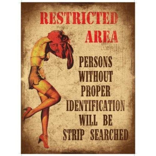 Plaque Pin Up Restricted Area Tole Deco Sexy Affiche Métal