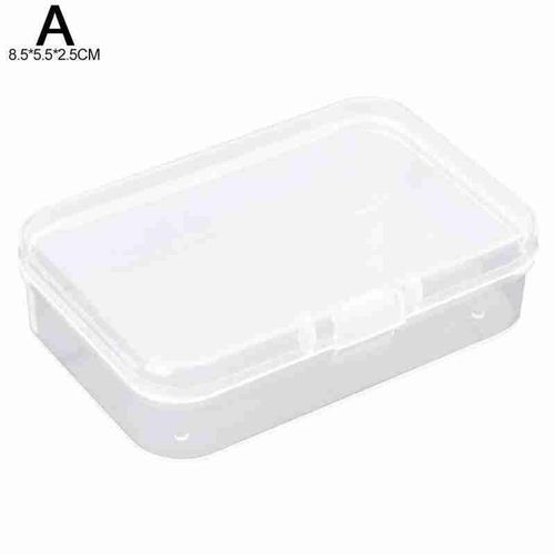 Boîte De Rangement En Plastique Translucide, Emballage Rectangulaire, Petite Boîte De Rangement Blanche Avec Couvercle, Boîte De Rangement De Bijoux De Bureau