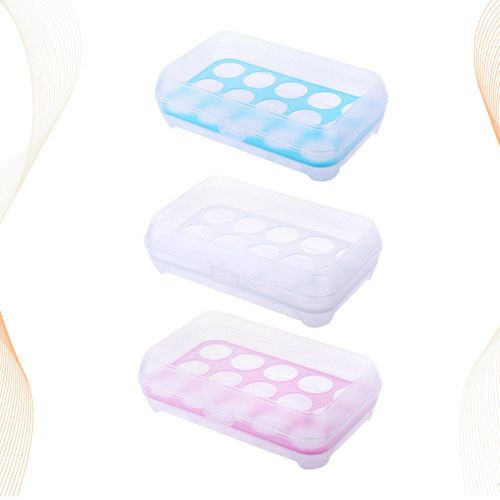Boîte À ¿Ufs Incassable, 3 Pièces, Grille, Boîte De Rangement Des ¿Ufs, Réfrigérateur, Portable, Anti-Collision, Boîte De Rangement Des ¿Ufs (Bleu + Blanc +)